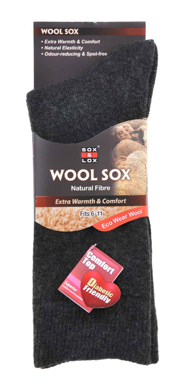Men's Wool Business Socks for Diabetics. High quality wool and loose-top socks keeps the feet warm and provides superior comfort.