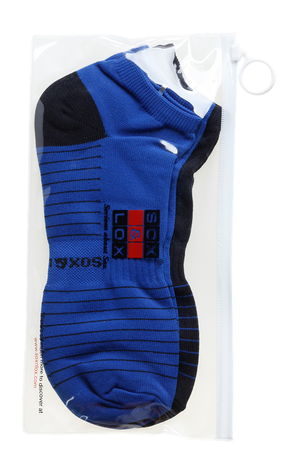 Men's Quick Dry & Cool Low Cut Socks 2 pack, ideal for Travel, Sports & Exercise. Black & Blue