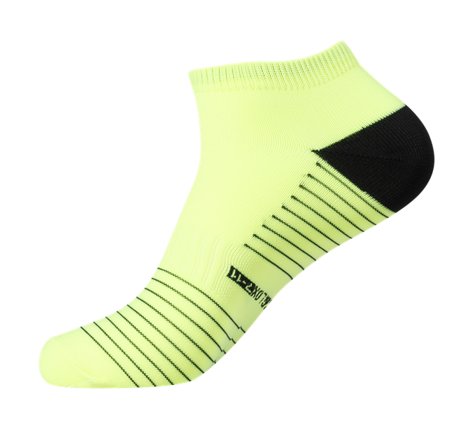Men's Quick Dry & Cool Low Cut Socks 2 pack, ideal for Travel, Sports & Exercise. Black & Neon Yellow