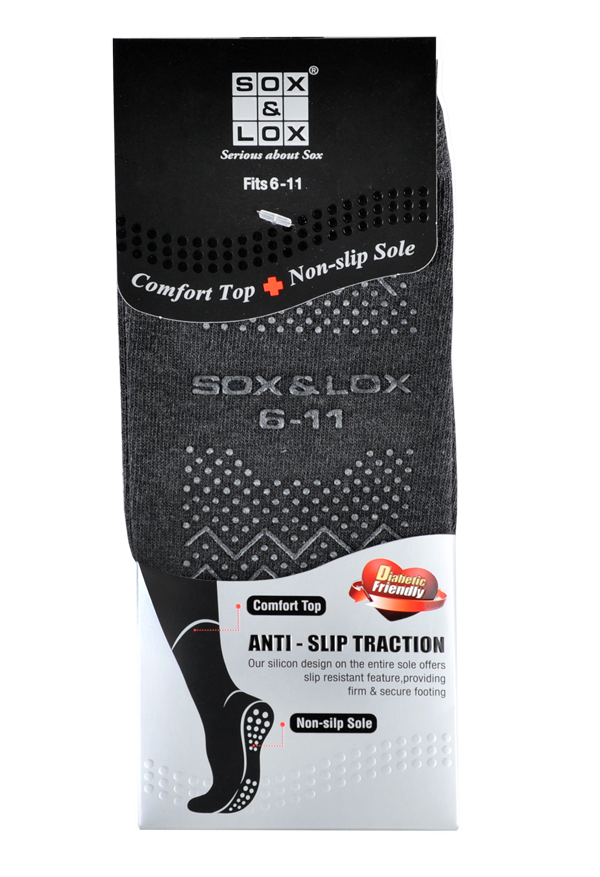 Men's Diabetic Friendly [Anti-Slip Traction] SOX&LOX 100% comfortable best socks