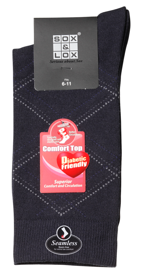 Men's Fine Business Diabetic Friendly [Seamless Toe] SOX&LOX 100% comfortable best socks