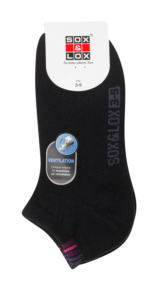 Ladies' Sports Cushioned Low Cut [Ventilation Panel] SOX&LOX 100% comfortable best socks