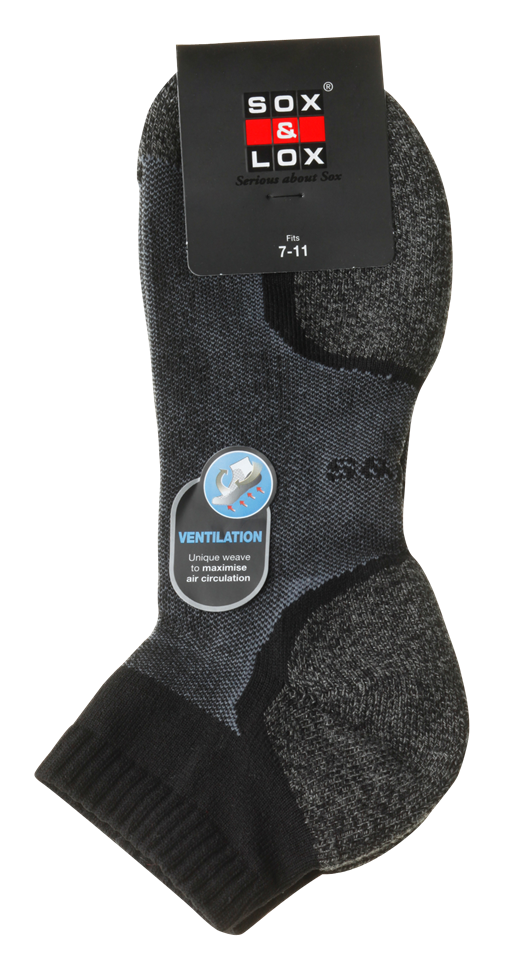 Men's Sports Cushioned Anklet [Ventilation Panel] SOX&LOX 100% comfortable best socks