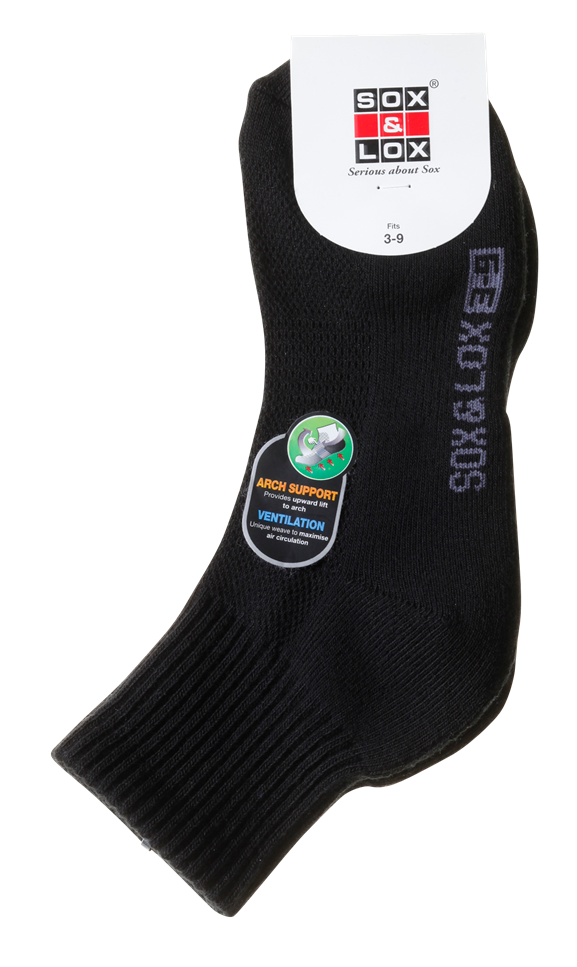 Ladies' Sports Cushioned Midi [Arch Support and Ventilation Panel] SOX&LOX 100% comfortable best socks