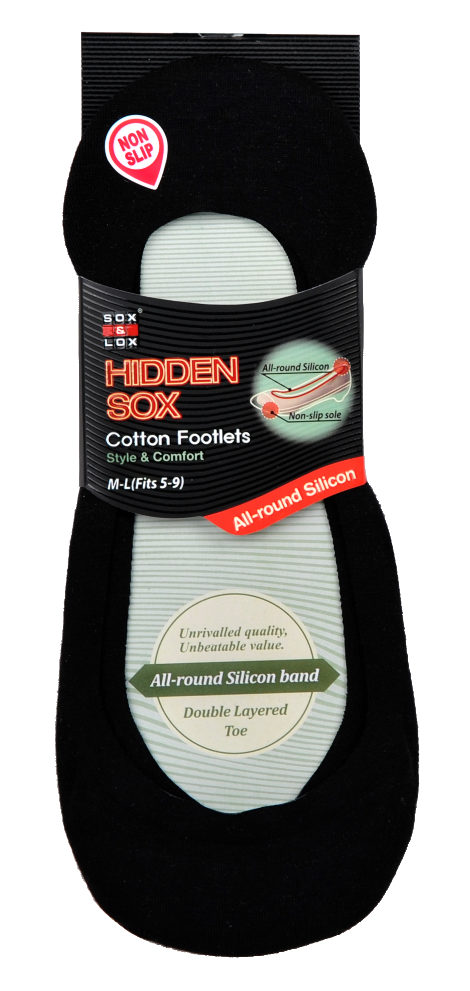 Women's Black Colour Low Hidden Socks With Silicon Band stay hidden below the shoe-line