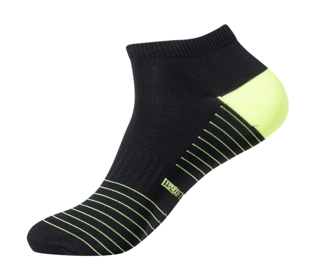 Men's Quick Dry & Cool Low Cut Socks 2 pack, ideal for Travel, Sports & Exercise. Black & Neon Yellow